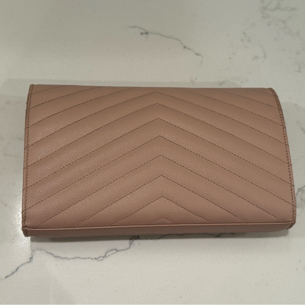 Yves Saint Laurent Pink Chevron Quilted Clutch - Picture 2 of 7